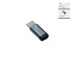 Adapter, USB C plug to micro USB socket aluminium, space grey, DINIC box with Euro hole